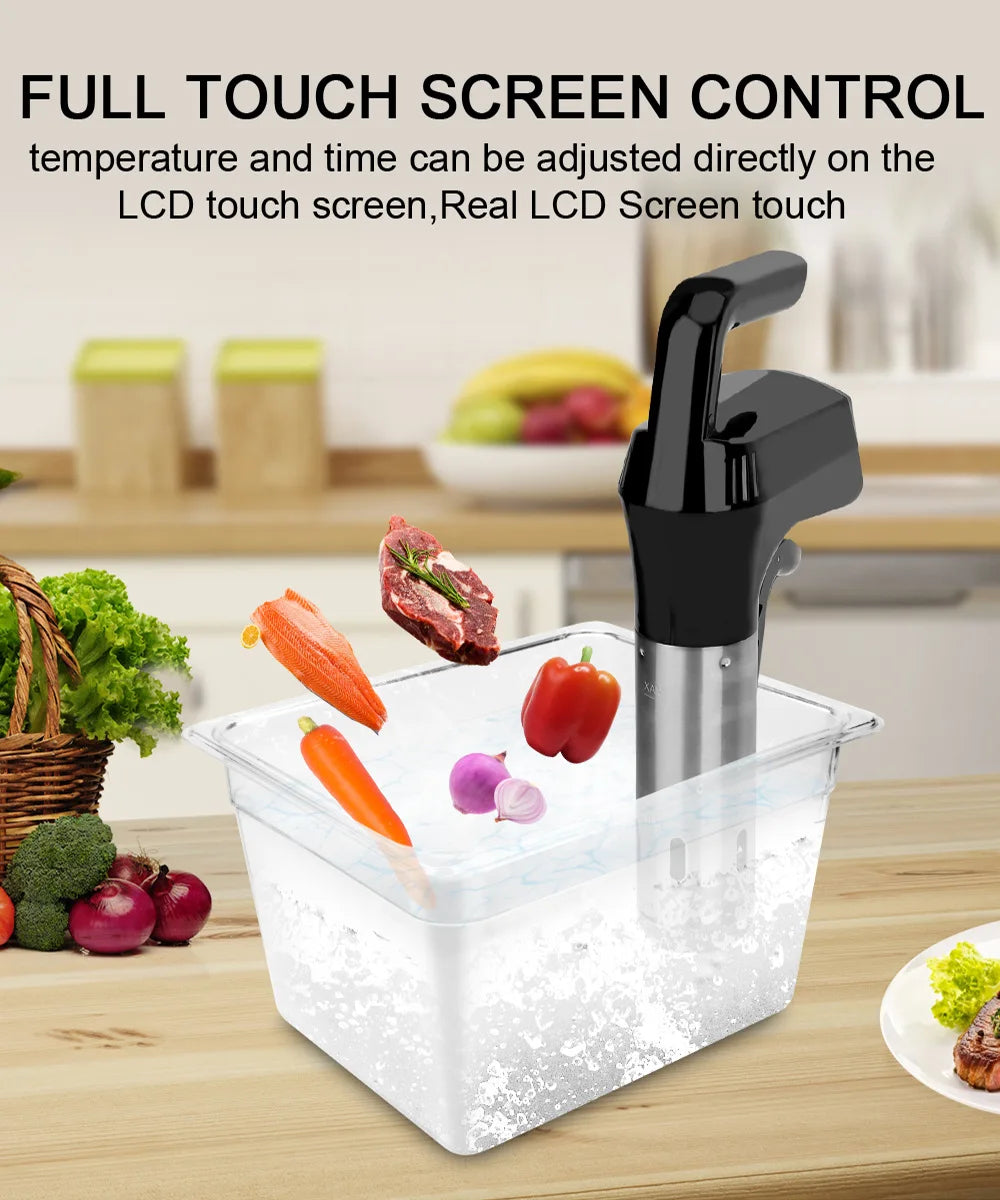 1100W Sous Vide Cooker LCD Touch Immersion Circulator Accurate Cooking IPX7 Waterproof Vacuum Cooker with Smart APP Control
