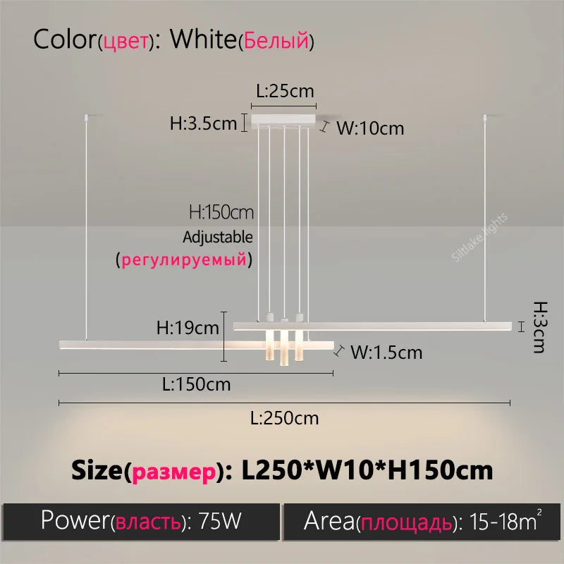 Modern light creative bar counter strip designer lamps LED Pendant Light for Dining Table Kitchen Chandelier Memory Function
