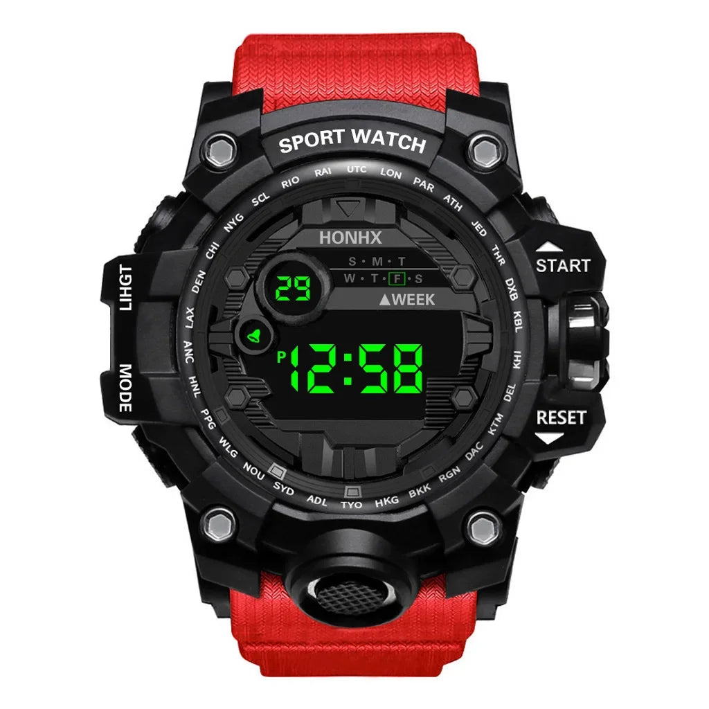 Y12 Men's Watches Big Dial LED Digital Watch Multifunction Men Sports Watch Alarm Clock Stopwatch Fitness Electronic Wristwatch