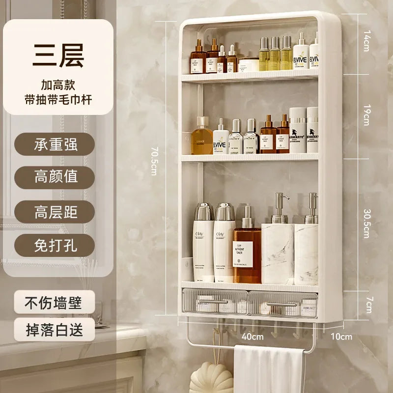 Bathroom Shelf Wall Mounted Waterproof Tissue Box Multifunctional Storage Rack for Toiletries Storage Box Shampoo Organizer