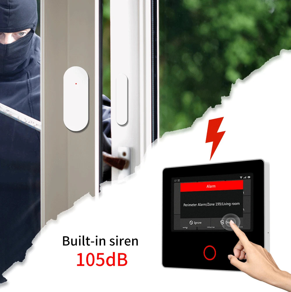 Staniot Home Security Alarm System 4G WiFi Wireless Tuya Smart Burglar Kit Built-in Siren Work with Alexa App Remote Control