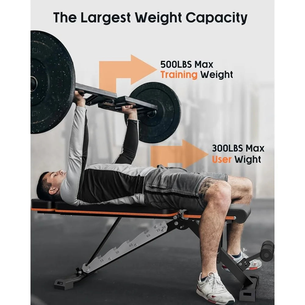 Heavy-Duty Adjustable Weight Bench Foldable 800LB Multi-Purpose Home Gym Workout Press Sit-Up Incline Training Machine