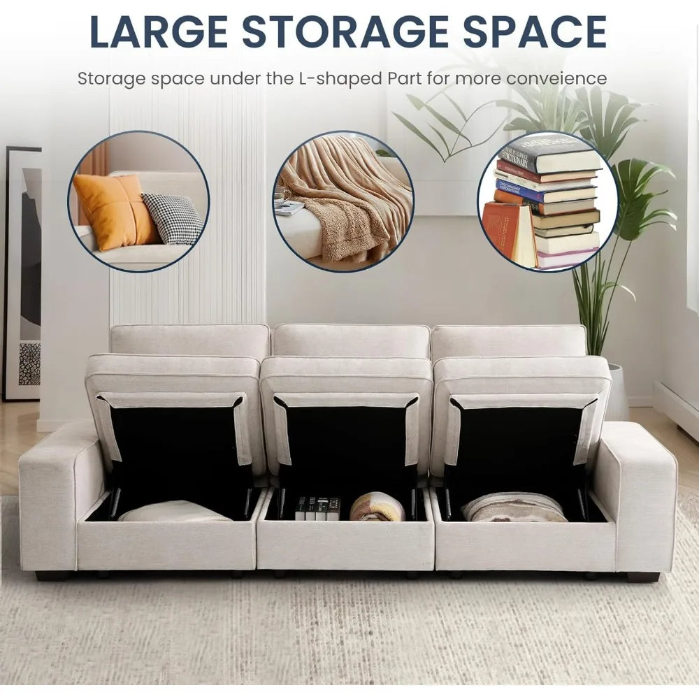 73" Modular Sofa Couch with Seat Storage, Modern 2-Seater Chenille Fabric Loveseat Sofa for Living Room, Office, Apartment with
