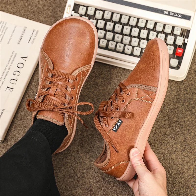Men Shoes Wide Barefoot Shoes for Men Minimalist Split Leather Casual Shoes Breathable Comfortable White Shoes Walking Sneakers
