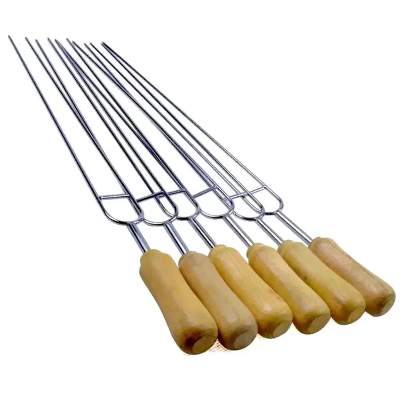 6pcs Stainless Steel U-Shaped Barbecue Brazing Fork Needle Grilling Skewers Double Prong bbq grill outdoor kitchen gadgets