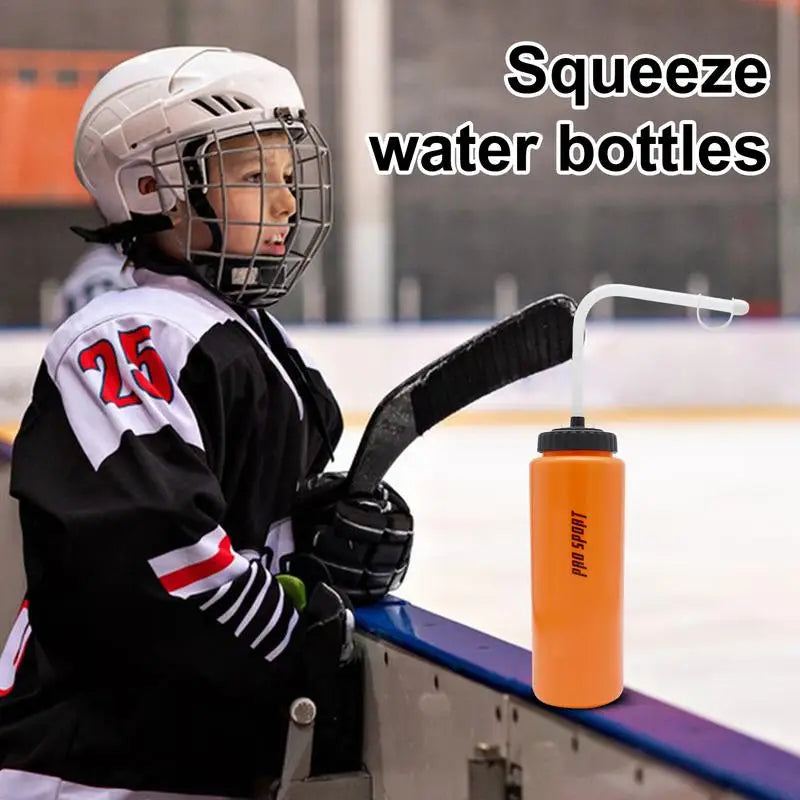 Squeeze Water Bottles Safety Water Wash Bottles 1 Liter Football Water Bottle Boxing Squeeze Bottle With Long Straw For Fitness