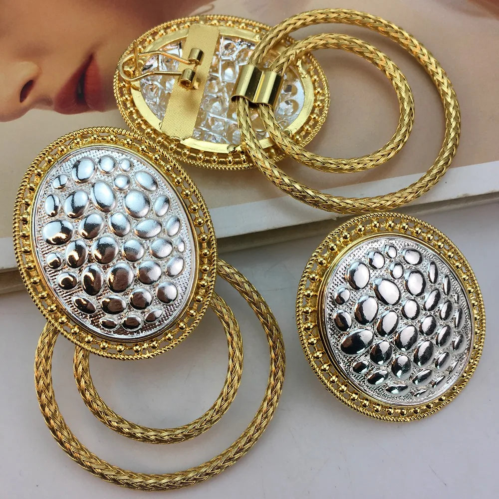 Latest Luxury Brazilian Wedding Jewelry Set Dubai Gold Plated Bridal Exaggerate Big Jewelry Sets FHK17246