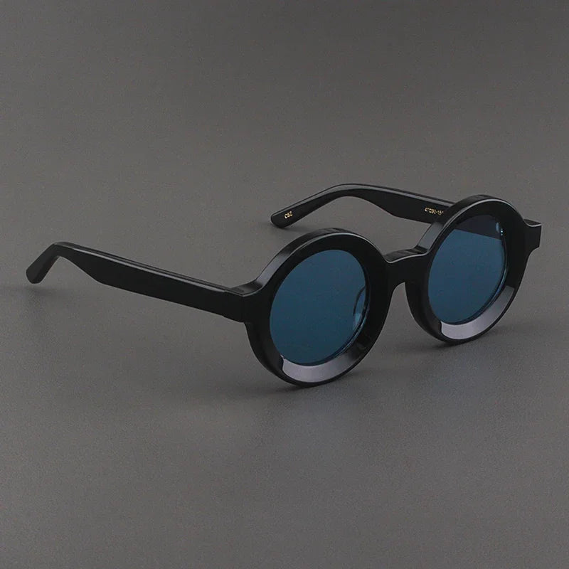 Luxury Sunglasses for Women Round Coarse Frame Frosted Matte Gray Pink Lenses Outdoor Handmade UV400 Men Polarized SUN GLASSES