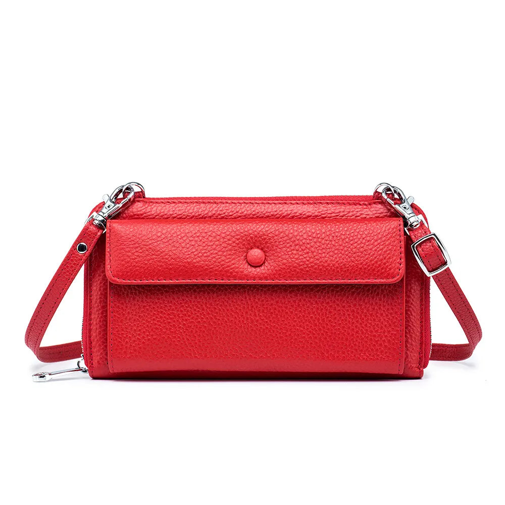 New Women Handbags Female Genuine Leather Shoulder Bags Multi Functional Large Capacity Crossbody Bags Touch Screen Phone Bag