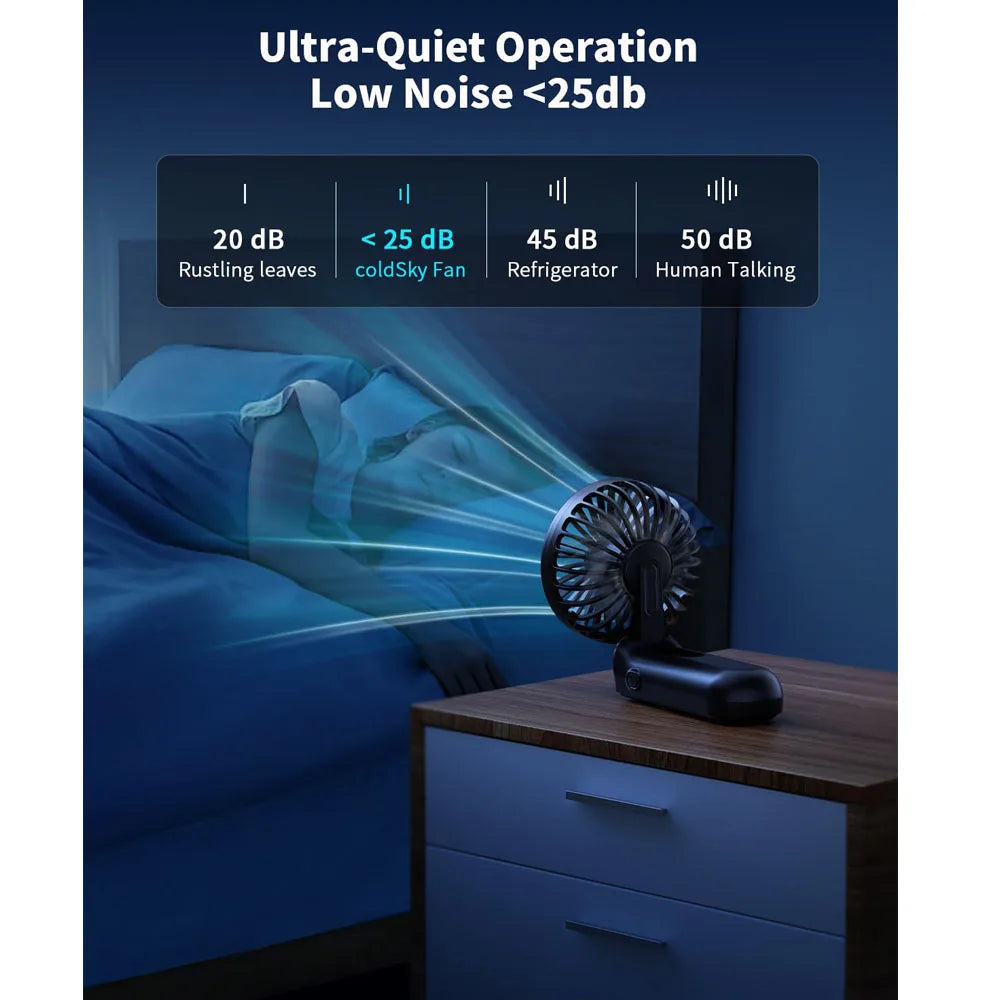 coldSky Handheld Fan Foldable Portable Fan with LED Display 3000mAh Battery Operated Mini Hand Held Fan for Travel Beach Outdoor