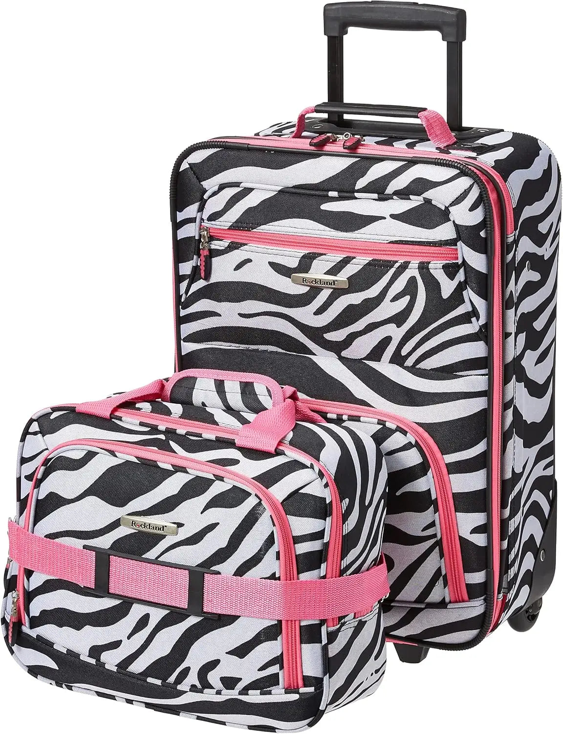 Rockland Fashion Softside Upright Luggage Set, Expandable, Pink Dots, 2-Piece (14/19)