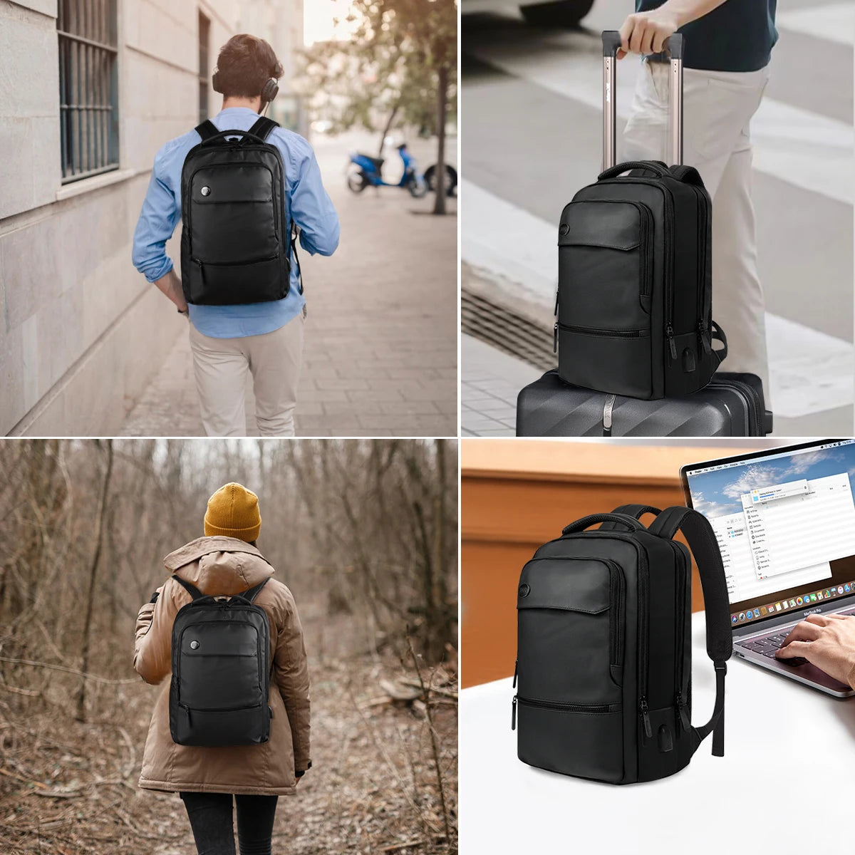Men's Business Backpack,15.6” Laptop Backpack with USB Charger Port,Casual Large Capacity Travel College Bag