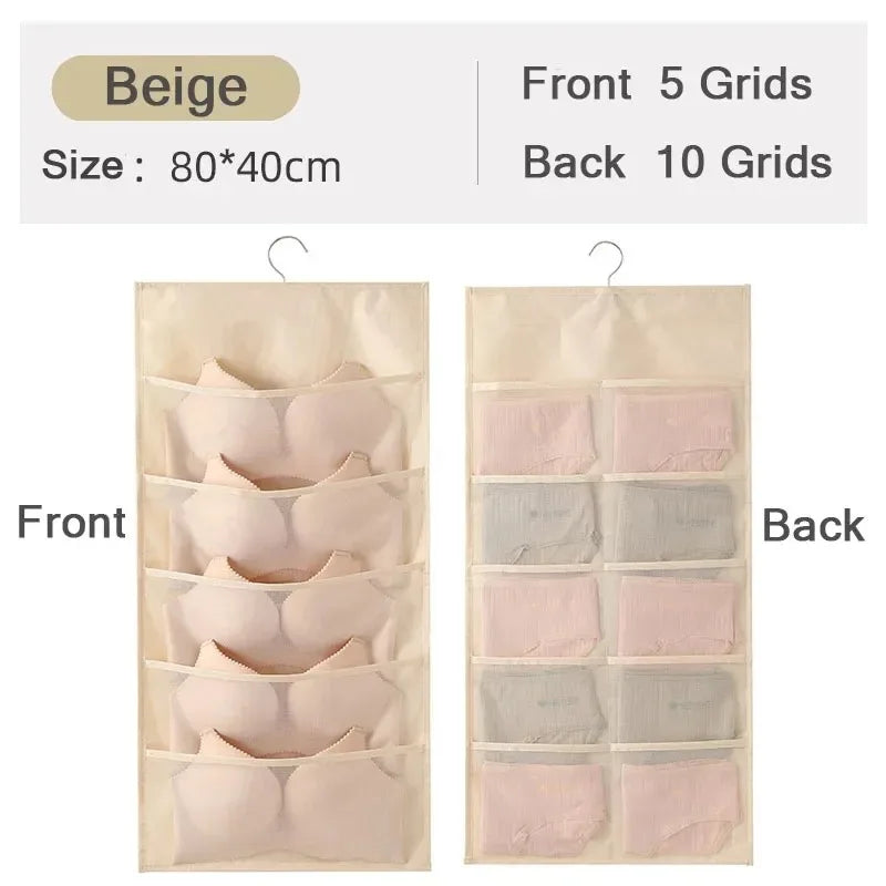 Wardrobe Closet Transparent Storage Bag Hanging Handbag Organizer Underwear Bra Organizer Storage Washable
