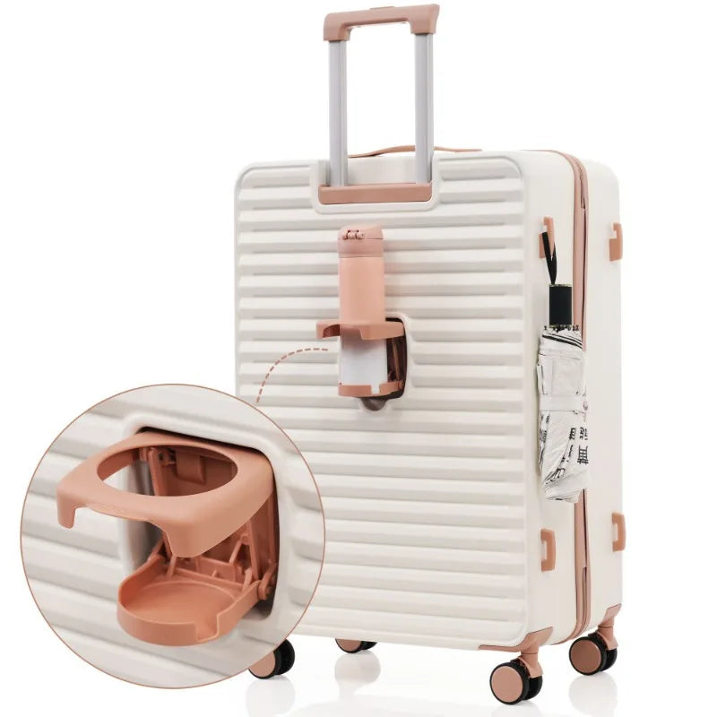 3 Piece Sets20"24"28", Hard Shell Luggage Carry on Luggage Set with TSA Lock , Usb, Universal Wheel,cup Holder Rolling Luggage