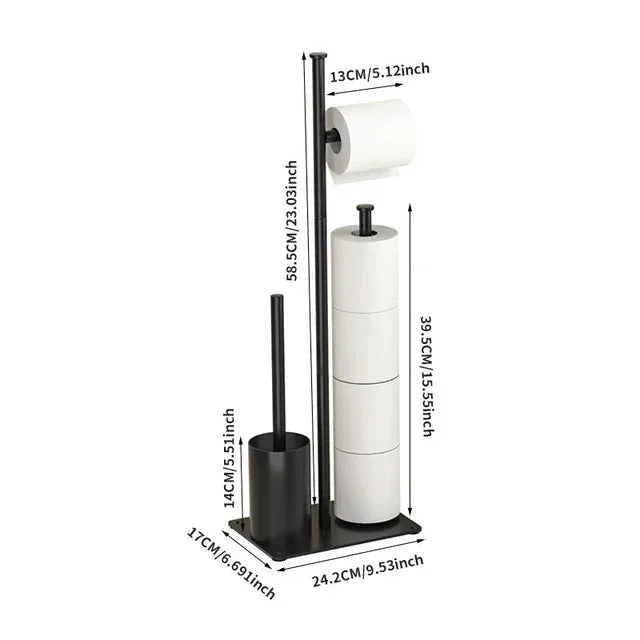 304 Stainless Steel Integrated Bathroom Accessories Toilet Brush Holder Floor Standing Toilet Paper Holder Cleaning Tools