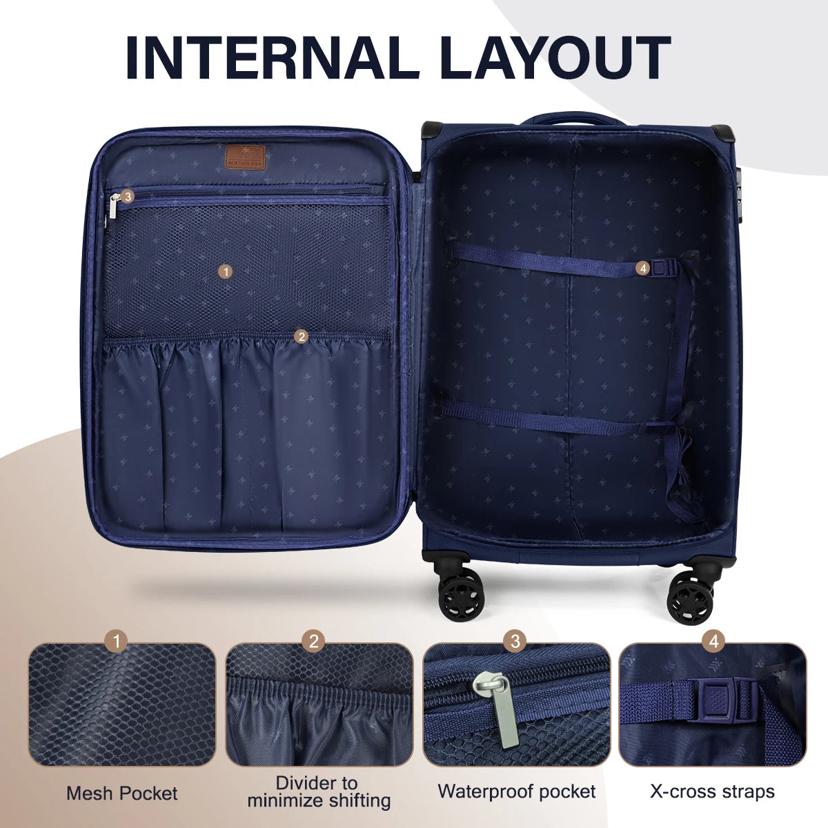 Luggage Sets 3 pieces Softside Expandable Suitcase with Spinner Wheels & TSA Lock Softshell Lightweight Travel Luggage Set