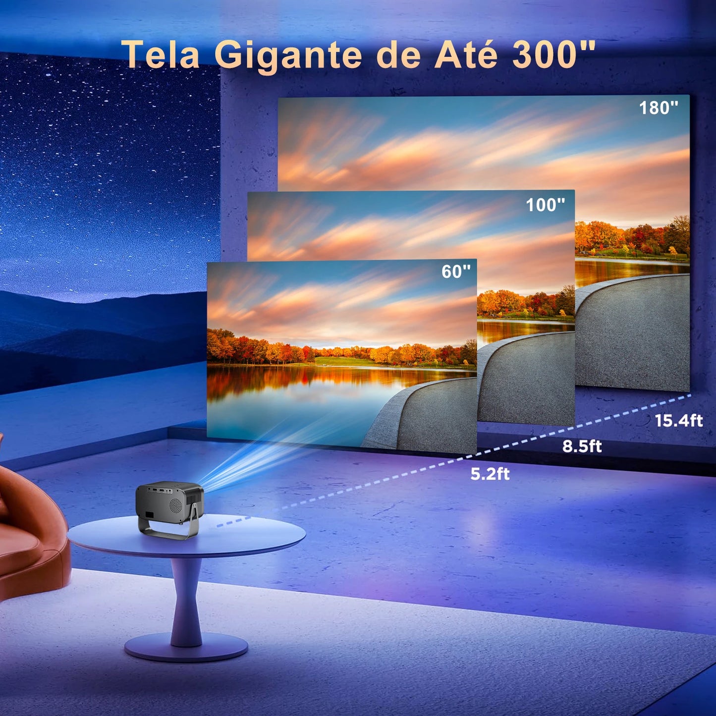 Salange Mini Projector P28B Home Theater Android 11 BT5.2 WIFI Free-Style Placement Projection Support Smartphone Same Screen