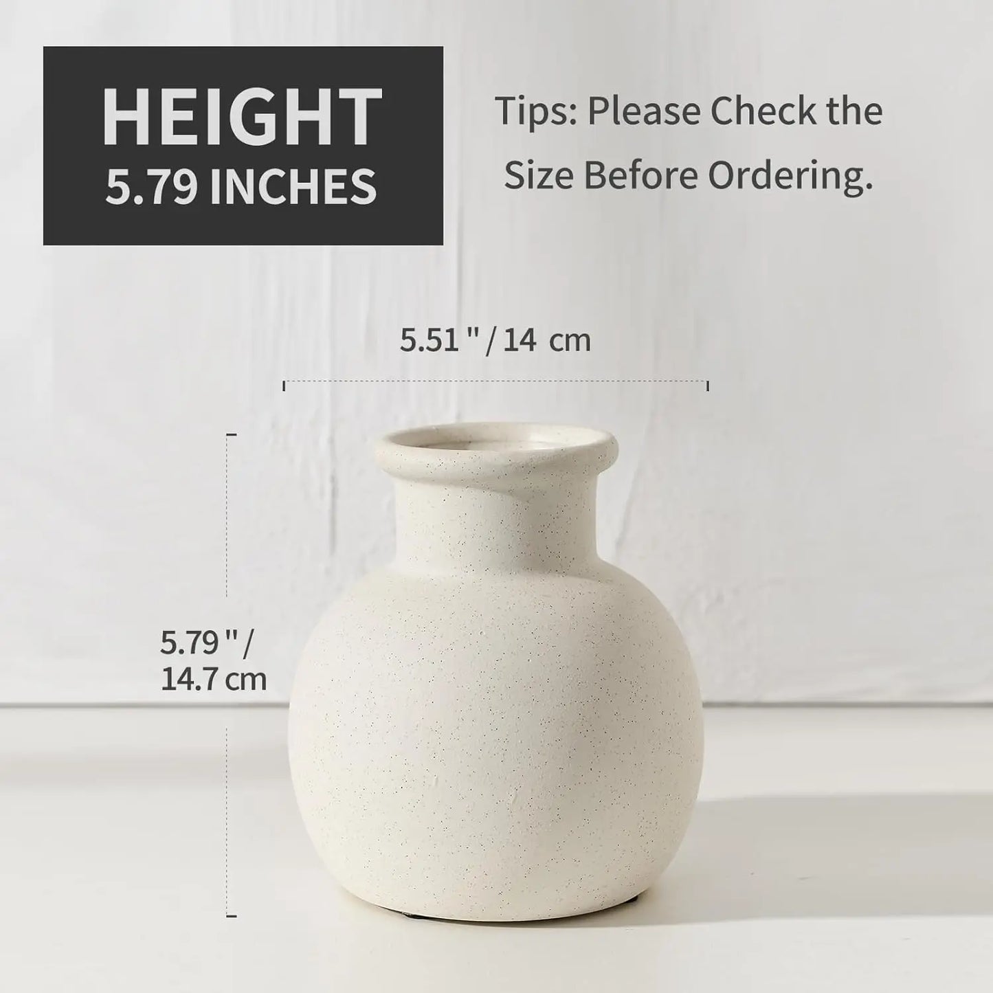 Speckled ceramic modern vase, country farmhouse decorative bohemian vase, suitable for home décor