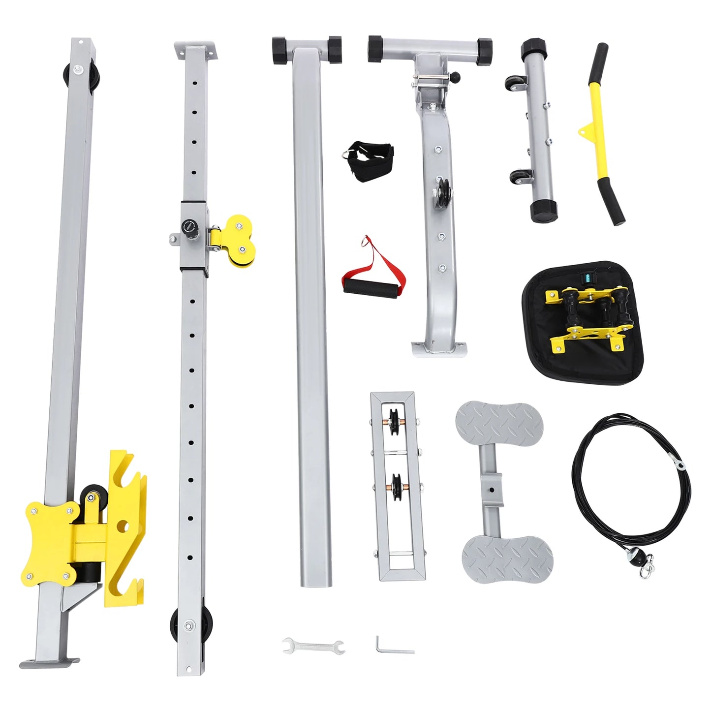 Unisex Station for Home Gym Multifunctional Equipmentfor Full Body Workout Fitness Rack Modes/Height Adjustable W/Backrest