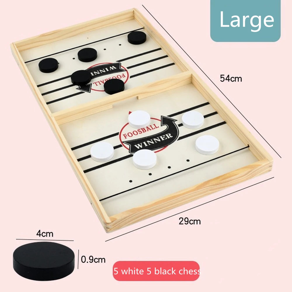 Fast Sling Puck Game Paced Wooden Table Hockey Winner Games Interactive Toy Fast Sling Puck Board Game Toys For Children