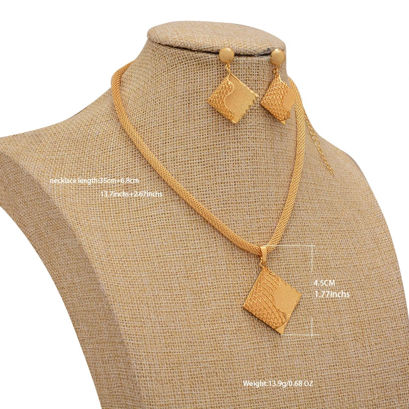 Jewelry Set For Women Gold Plated With Necklace Pendant Nigerian Wedding Jewelry