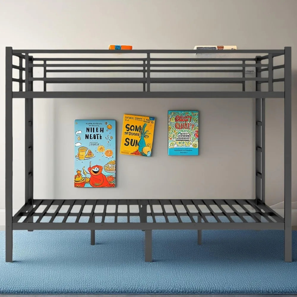 Queen Over Queen Bunk Bed for Adults, Queens Bunk Beds with 2 Ladder and Full Length Guardrail