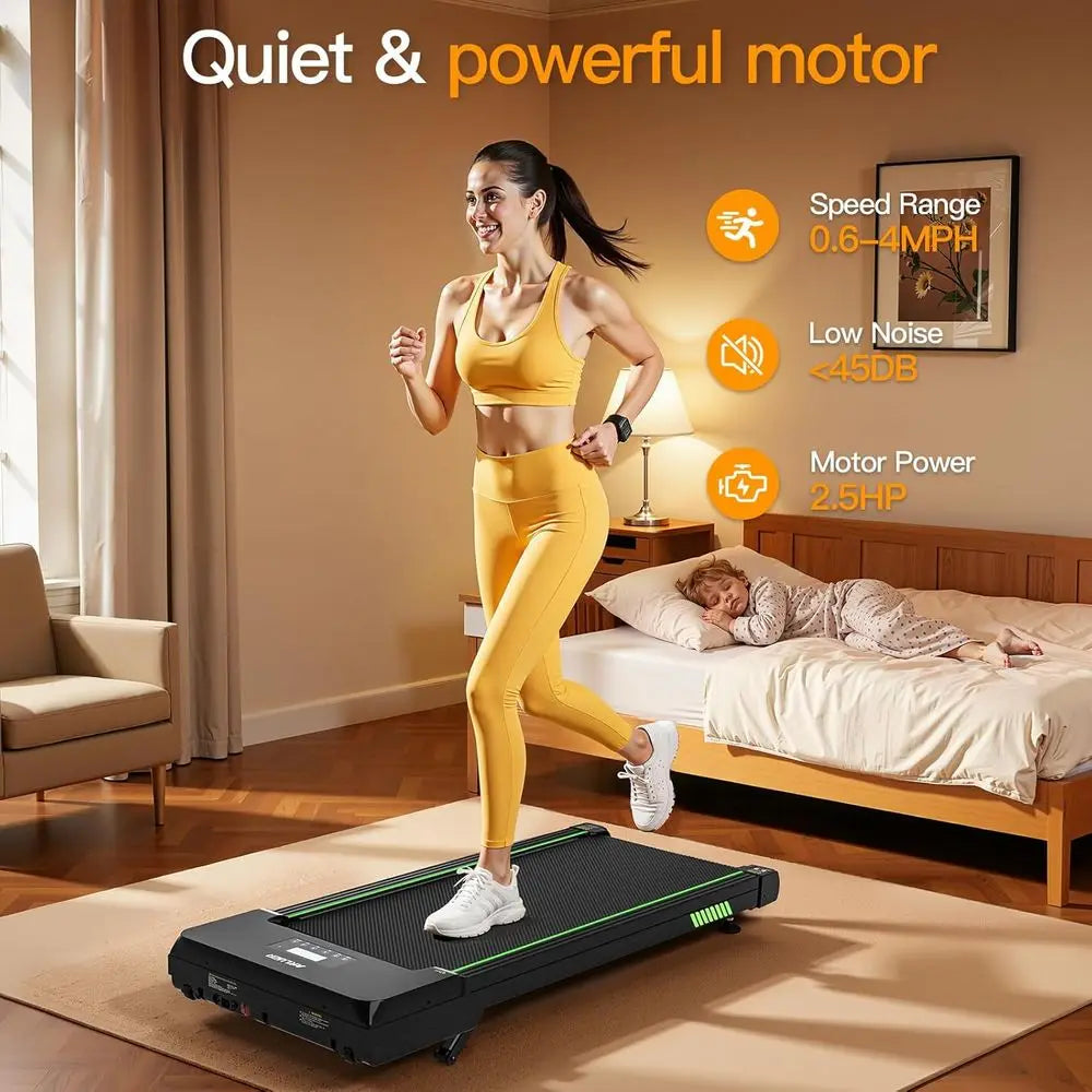 Portable Desk Treadmill, Compact Mini Walking Pad, 330lbs Capacity, 2.5HP, with Remote Control for Home Office Use