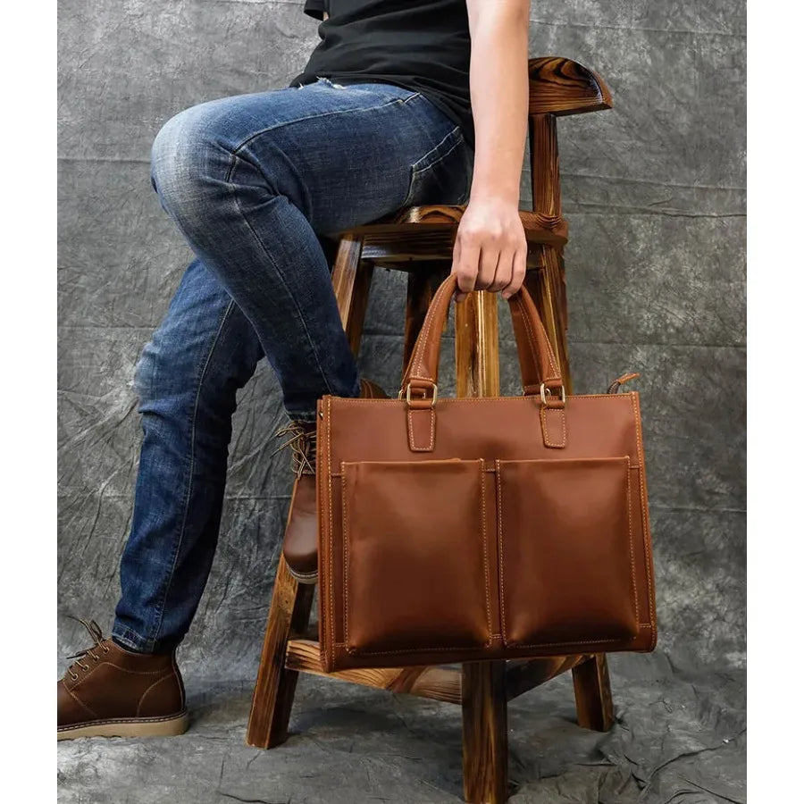 Vintage Leather Messenger Bag for Business Professional Men Durable and Stylish Briefcase