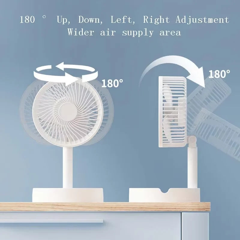 Folding and telescopic fan, portable USB charging, long battery life, silent small electric fan
