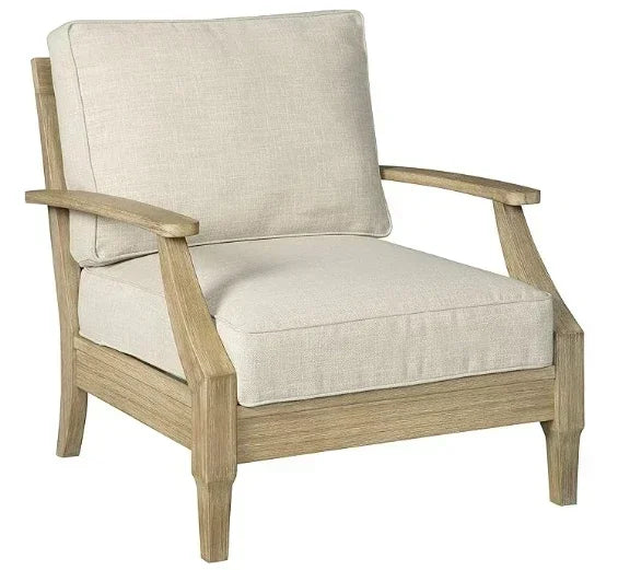 Outdoor Sofa,Clare View Coastal Outdoor Patio Eucalyptus Sofa with Cushions, Beige35"D X 81"W X 37"H,Outdoor Sofa