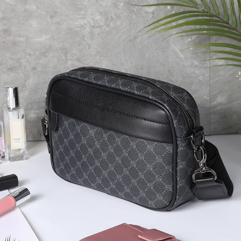 Casual Business Shoulder Purse Classic Pattern Men Shoulder Crossbody Bag Wide Strap Small Square Plaid Designer Male Sling Bags