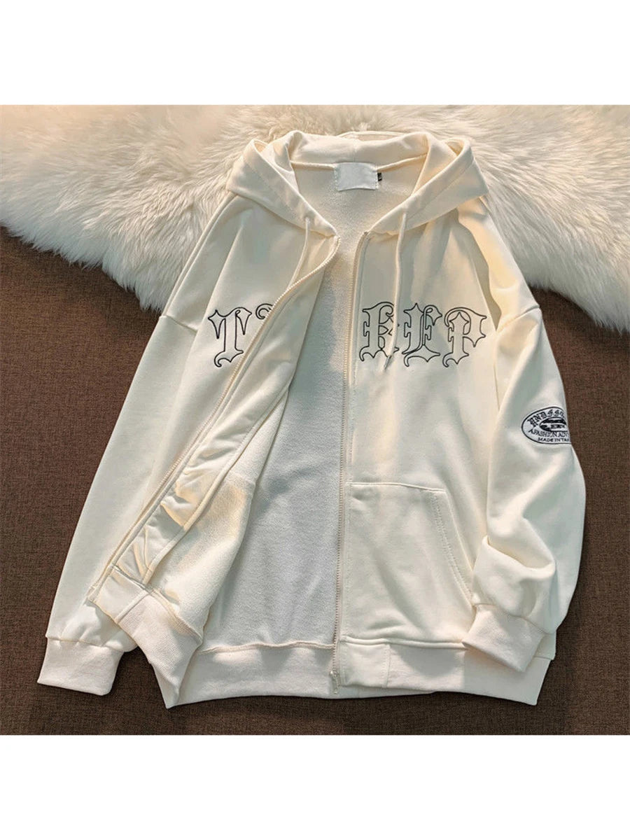 Unisex Hooded Jacket with Long Sleeves Stylish Patchwork Design Front Pockets Casual Streetwear Cardigan for Women and Men