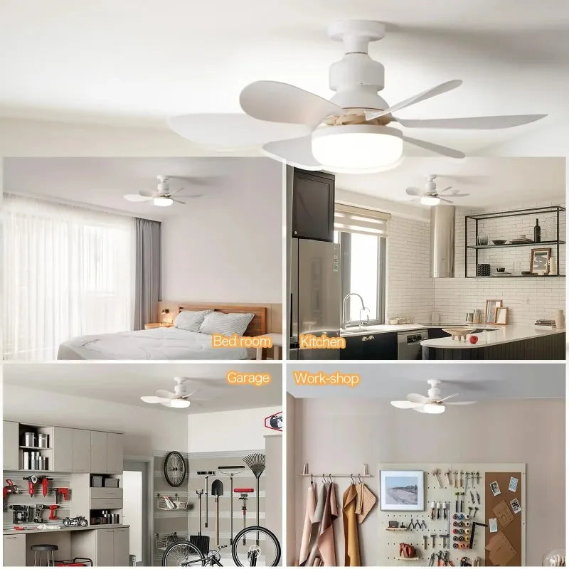 Ceiling Fan Light LED 30W 40W Simple Lights with E27 Remote Control for Home Living Room Study Household Decorative Fan Lighting