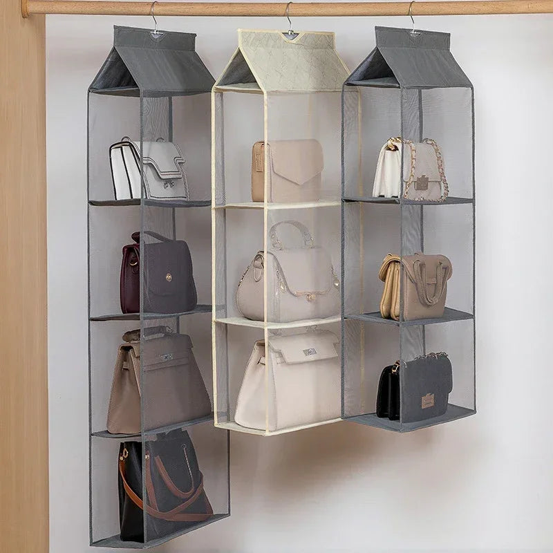 Wardrobe Closet Transparent Storage Bag Hanging Handbag Organizer Underwear Bra Organizer Storage Washable