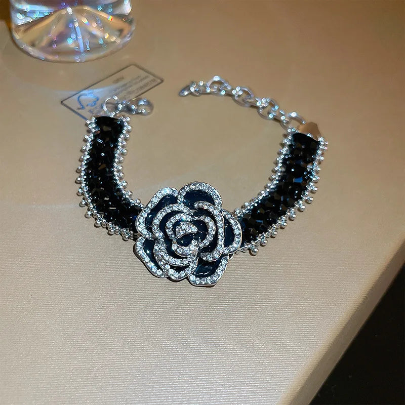 Crystal Flower Jewelry Suit Full Shiny Rhinestone Choker Necklace Women's Neck Chain Anniversarie Jewelry Ornament