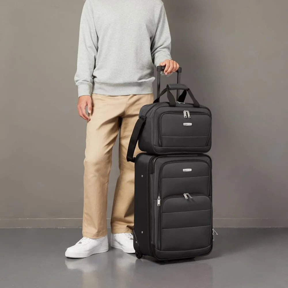 Luggage Sets, One 23-Inch Carry On Softside Suitcase and One 15-Inch Tote Bag, Suitcase With Wheels, Expandable Extra Space
