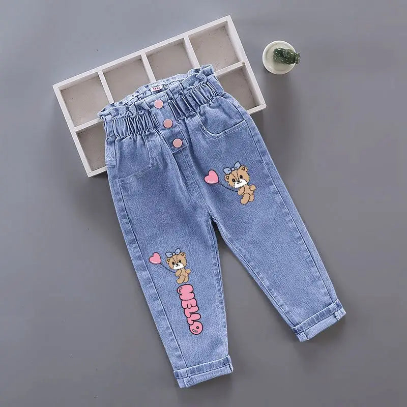 Girls Pants Kids Clothes Children Jeans Cowboy Denim Pants Spring Autumn Fashion Clothing Streetwear Casual Harajuku