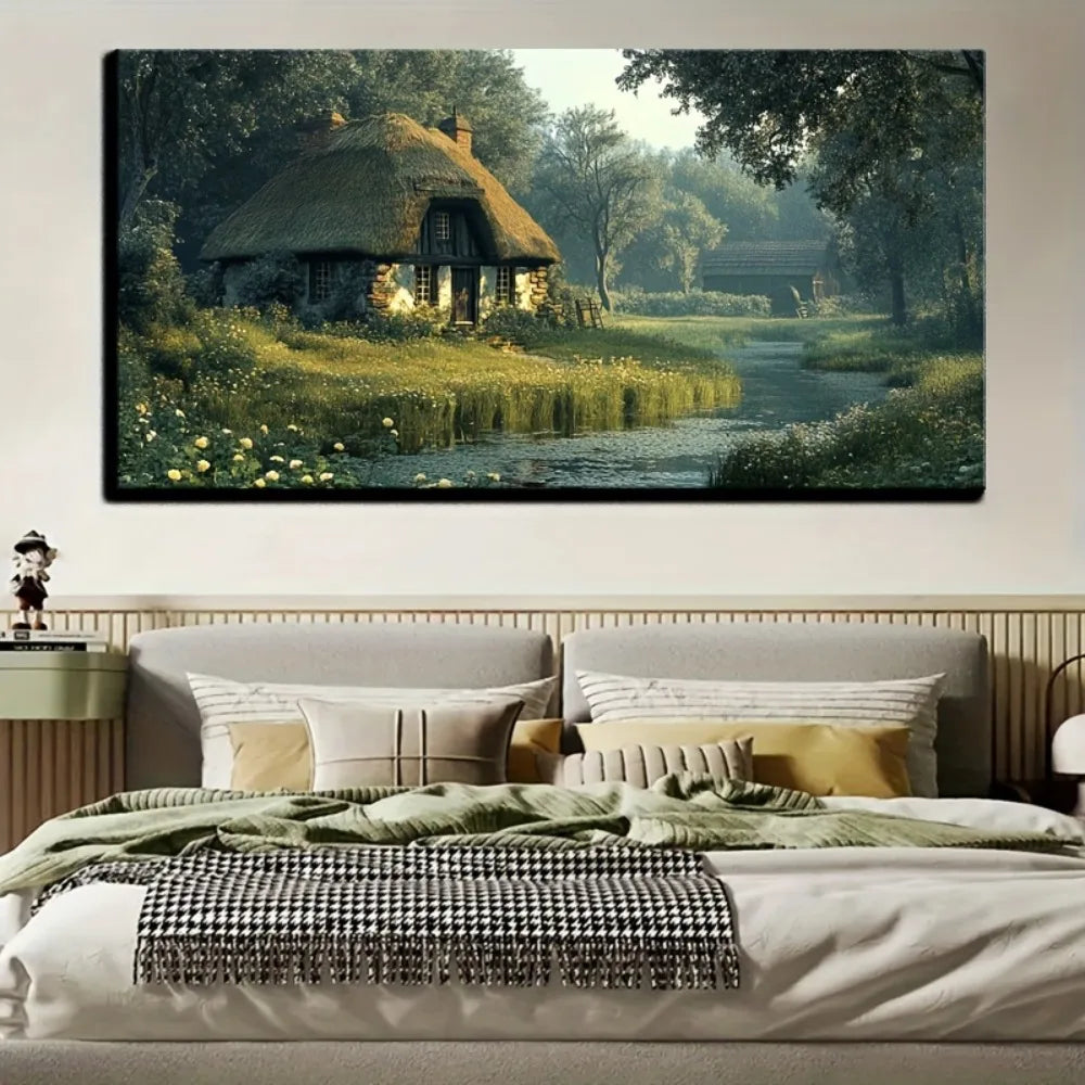 Printed art on canvas, Victorian style wall decoration, 1.5 inch thick pine solid wood frame