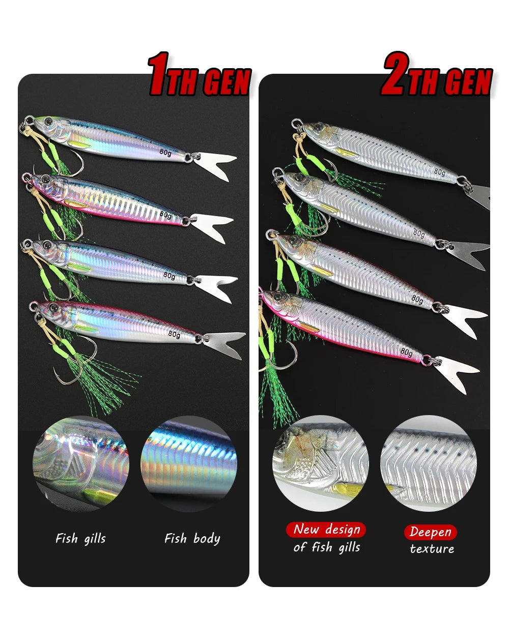 TOLU 2024 NEW 3D Printed Fast Sinking Metal Jig Lure 20g 30g 40g 60g 80g Saltwater Shore Casting Fishing Lure Vertical Metal Jig
