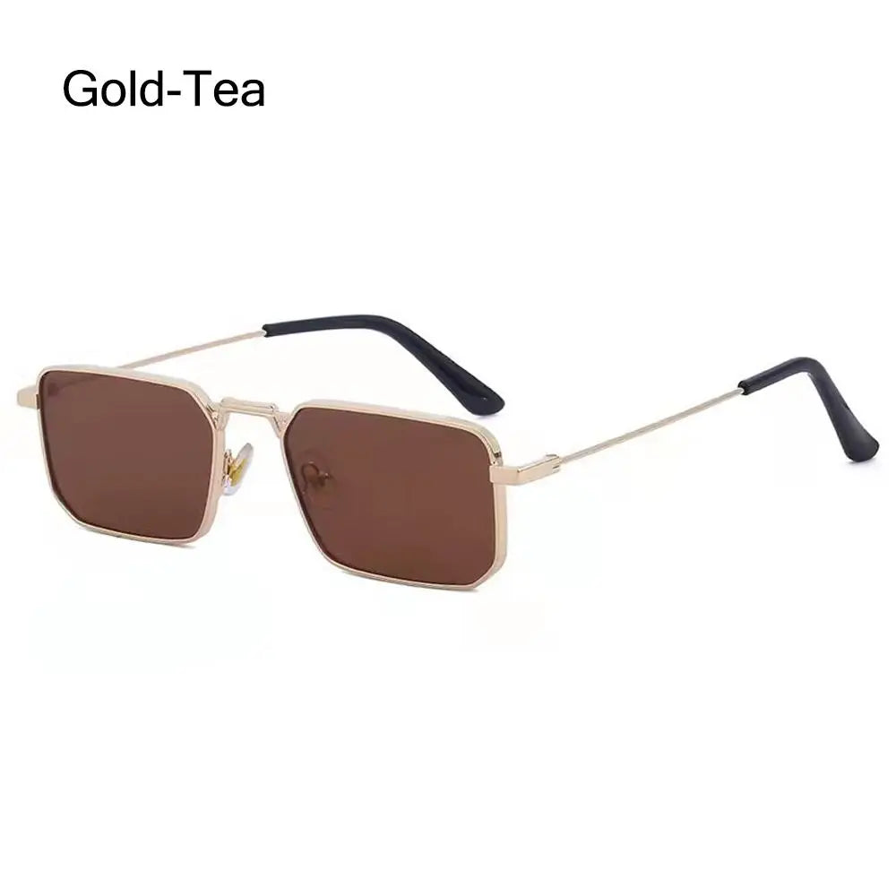 Fashion Small Rectangle Sunglasses Men Women Vintage Punk Square Driving Sun Glasses Luxury Brand Metal Frame Black Eyewear