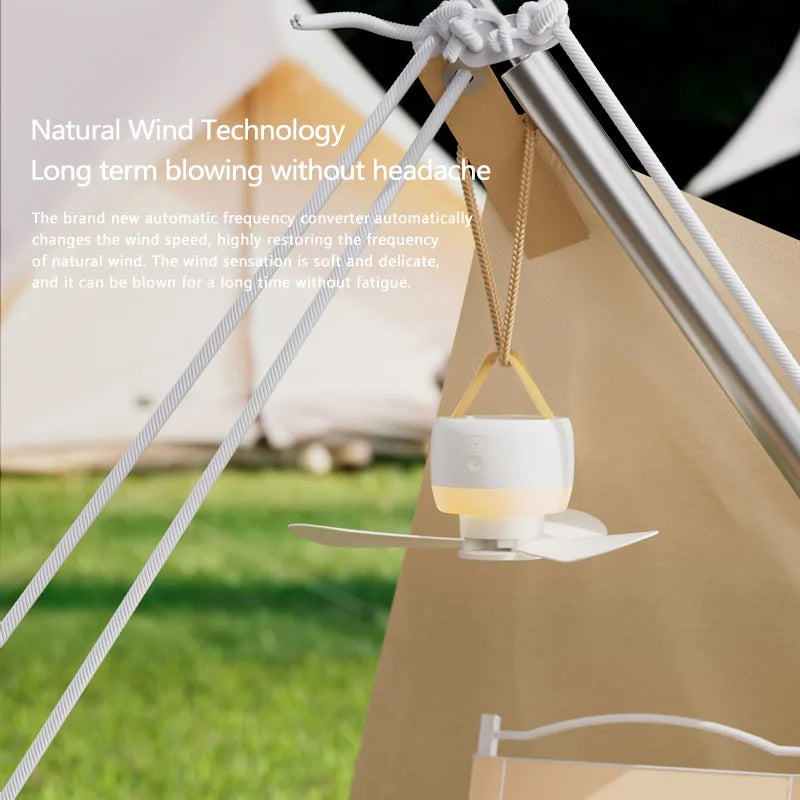 Electric fan Outdoor camping Small ceiling fan dormitory small fan USB charging Remote control Atmosphere lights ceiling fan