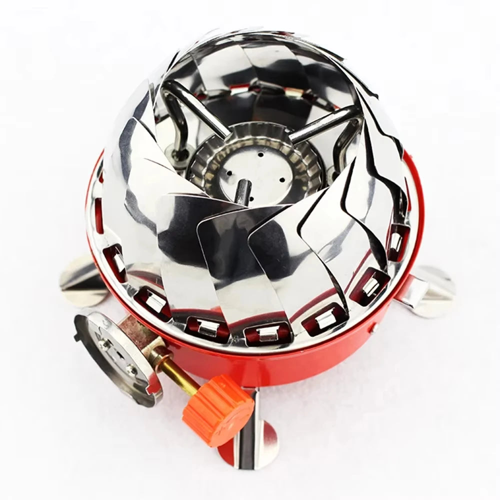 Outdoor Mini Portable Folding Heater Camping Lotus Burner Kitchen Cooker Heating Foldable Furance Head Card Gas Stove Wind Proof