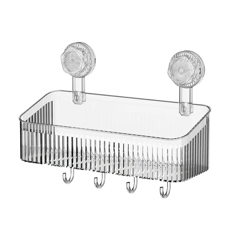 Bathroom Transparent Rack Shelf No Hole Required Multi-function Storage Organization Shelve Toiletries Suction Cup Storage Rack