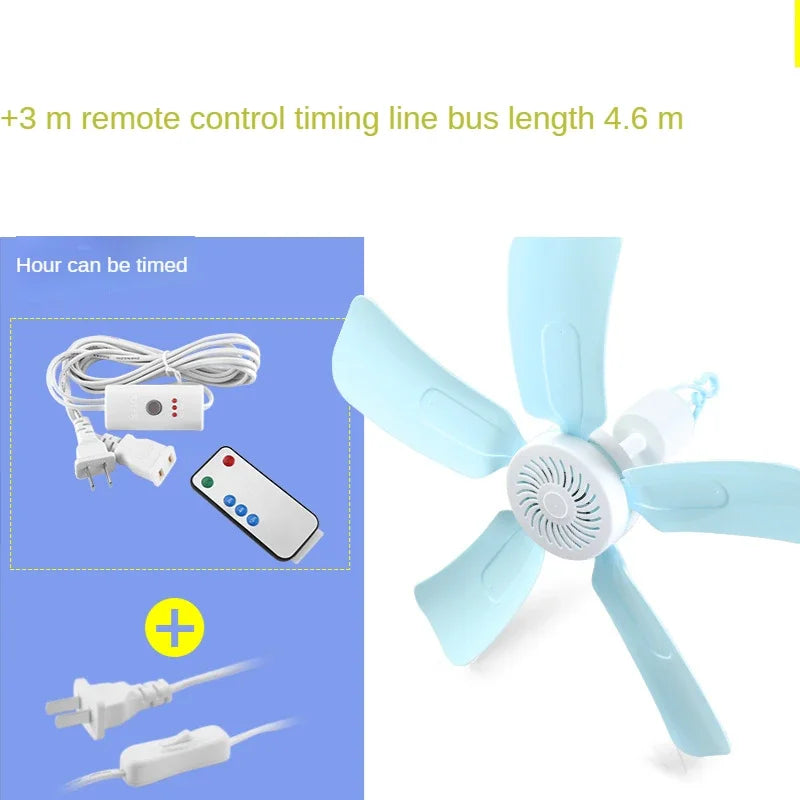 Ceiling Fan Quiet Electric with Remote Control Large Wind Switch Breeze Ideal for Dormitory Students Bed Mosquito Net Household
