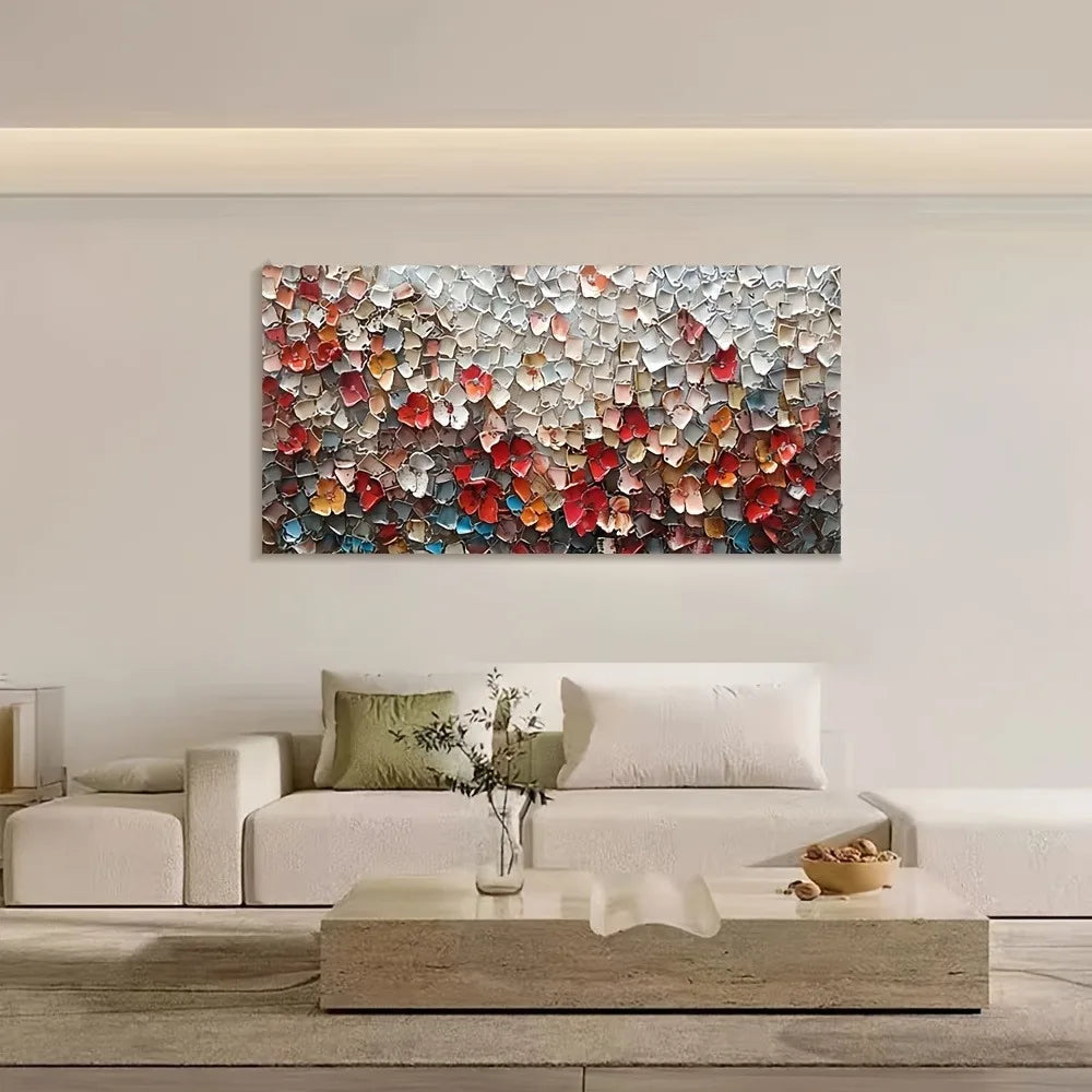 Modern abstract floral canvas mural frame wooden landscape, 1.5 inch thick pine wood frame
