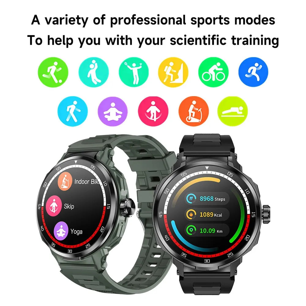 EFFEOKKI 2 in 1 Smart Watch with Earbuds Round Screen Fitness Watch for Men NFC Multiple Sport Compatible with iPhone Android