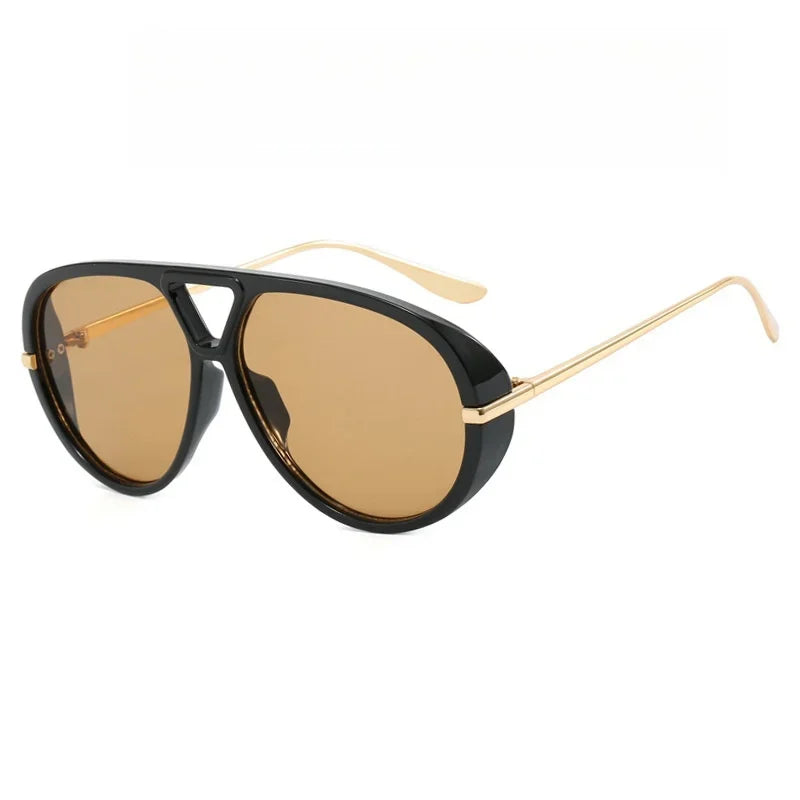 New Fashion Round Sunglasses For Women Men Retro Luxury Designer Double Bridge Frame Sun Glasses Shades UV400 Eyeglasses