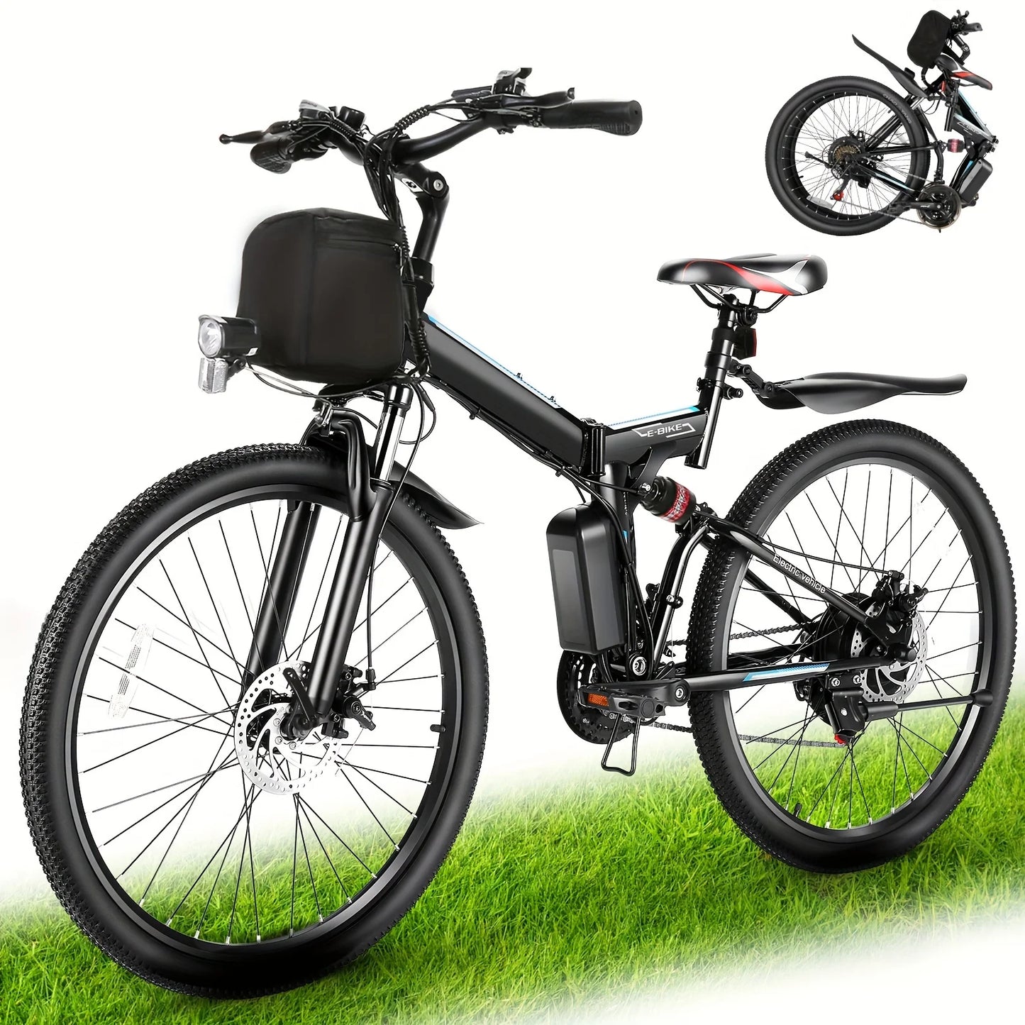 26" Folding Electric Bike for Adults, with 500W Motor,48V 20MPH Removable Battery, Up to 50Miles Range, Cruise Control
