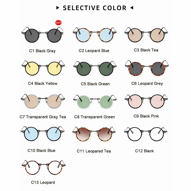Round Sunglasses For Men Women Retro Steampunk Sun Glasses Male Female Brand Designer Metal Frame Eyewear Shades Oculos De Sol