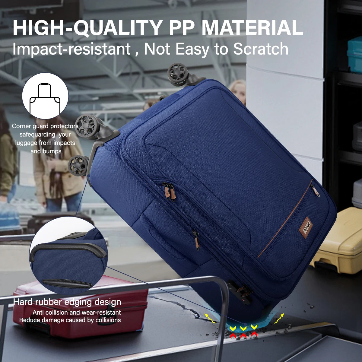 Luggage Sets 3 pieces Softside Expandable Suitcase with Spinner Wheels & TSA Lock Softshell Lightweight Travel Luggage Set